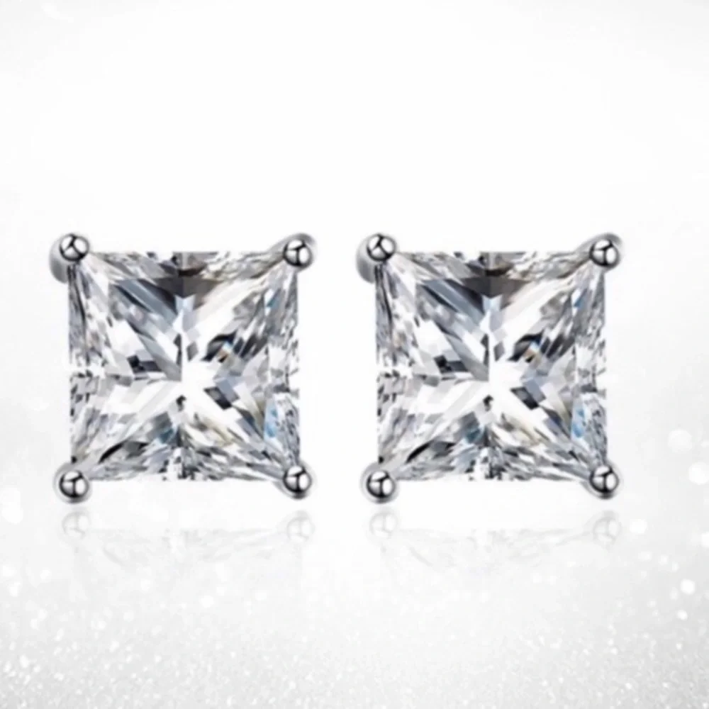 Renaissance Collection 18k White Gold Over 925 Sterling Silver CZ Stud Earrings